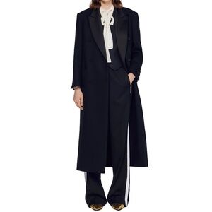 Emanuelle Satin Trim Double Breasted Coat